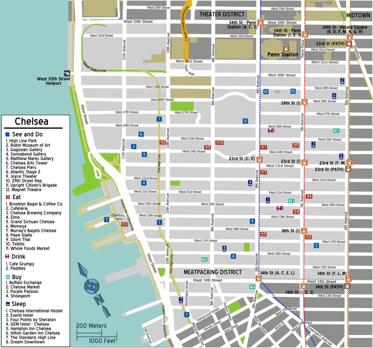 kaart van Chelsea Manhattan