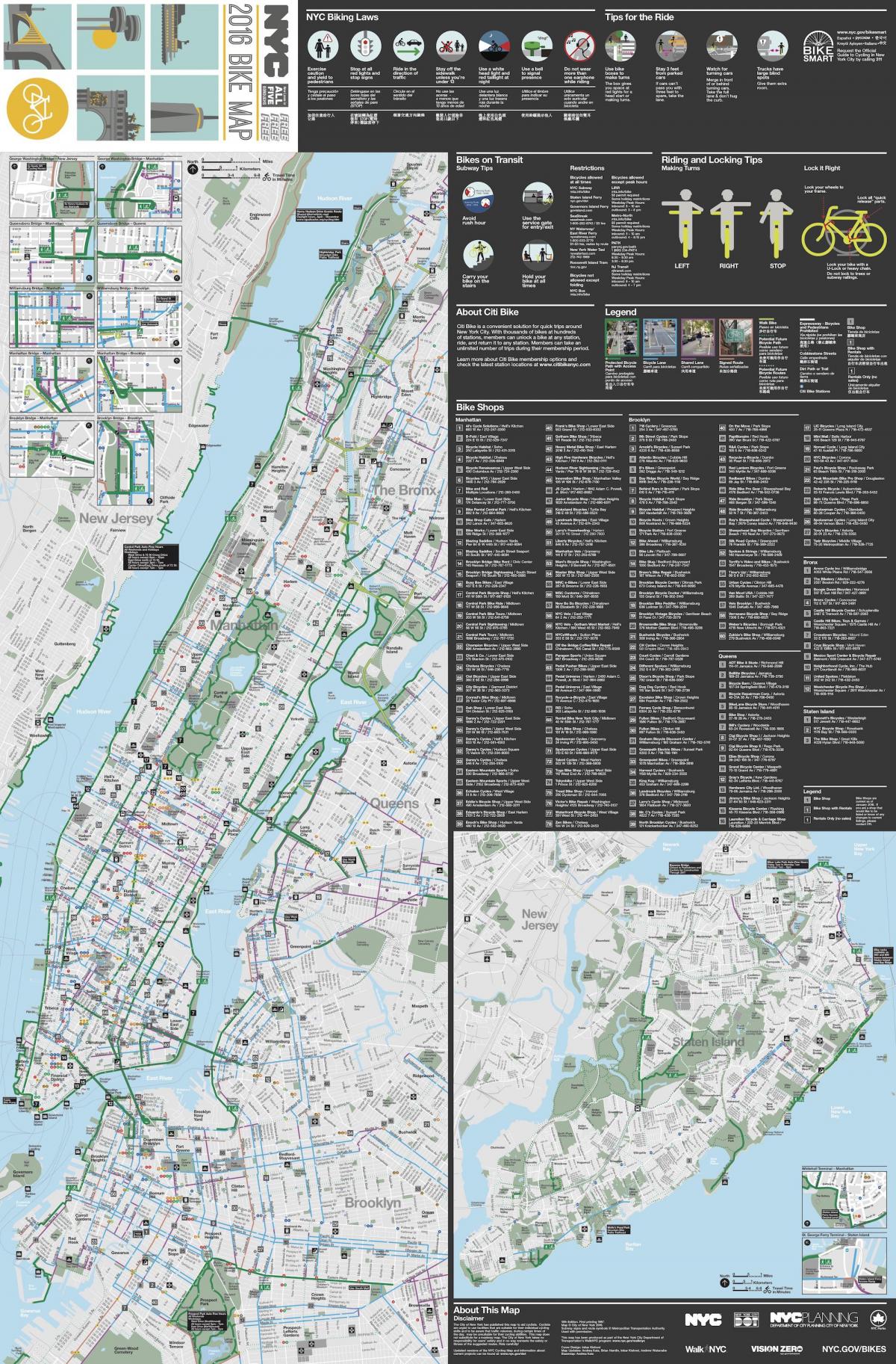 Manhattan fiets lane kaart