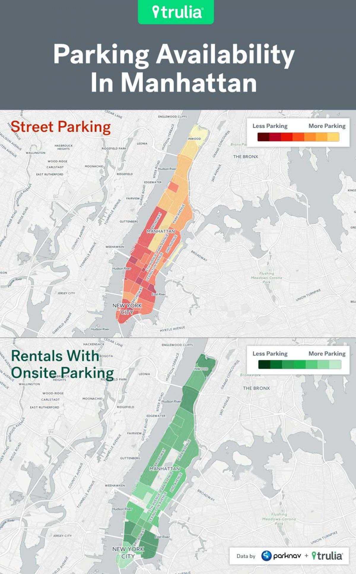 NYC straat parkering kaart Manhattan