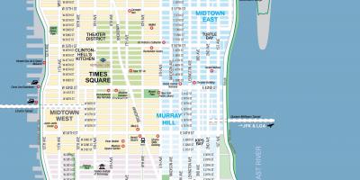 Gratis drukbare kaart van die NYC Manhattan
