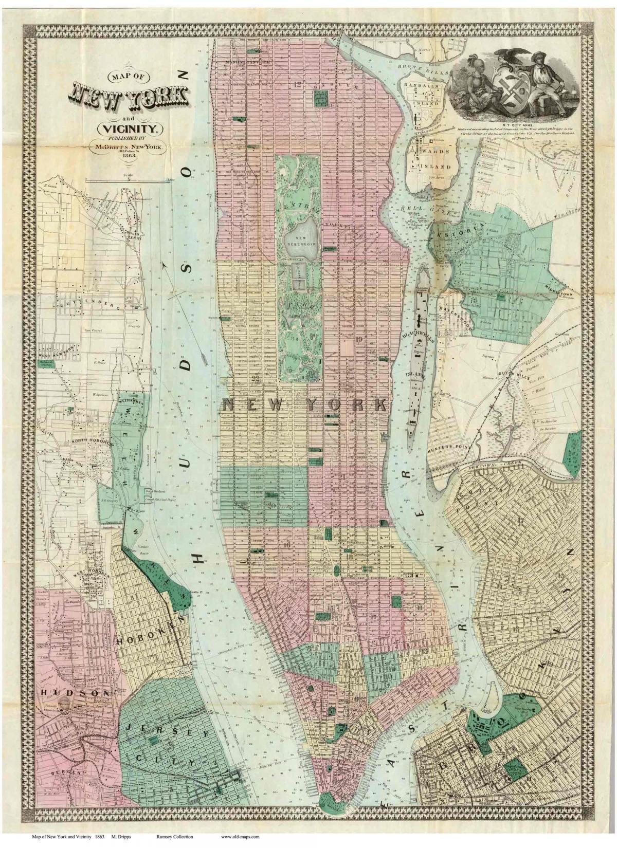 historiese Manhattan kaarte