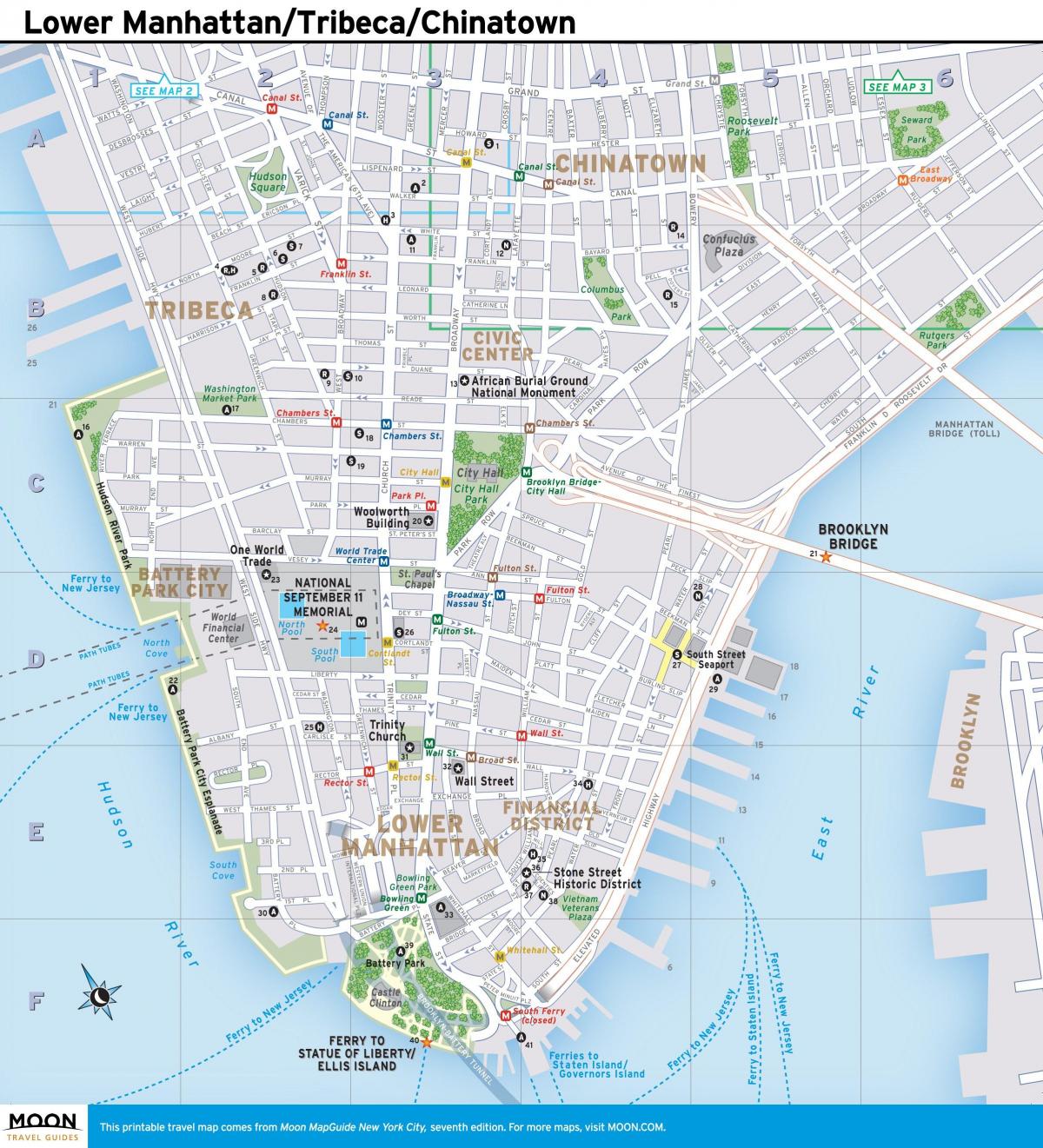 kaart van laer Manhattan ny