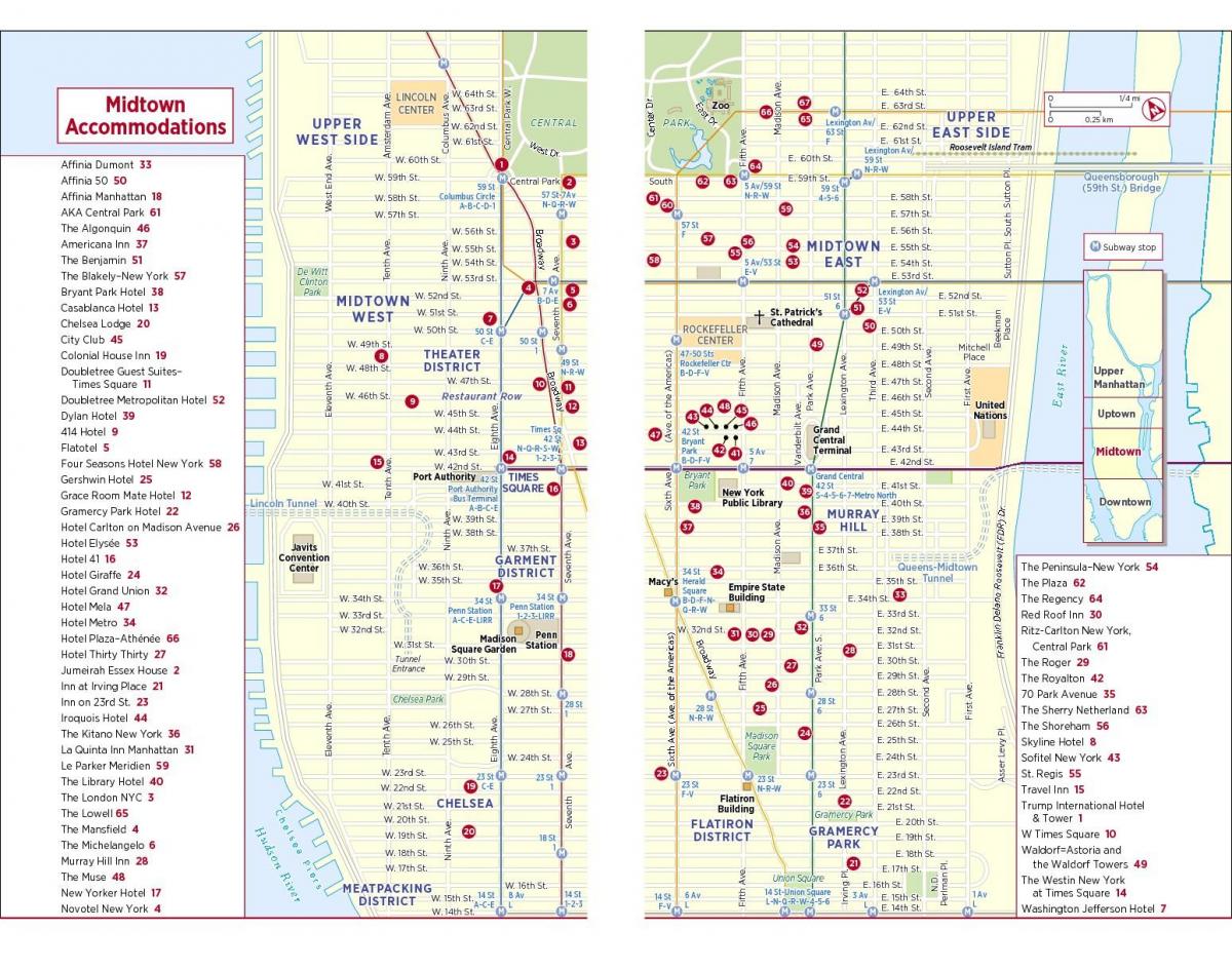 drukbare loop kaart van midtown Manhattan