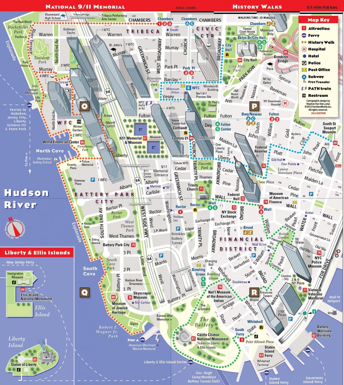 laer Manhattan toerisme-map