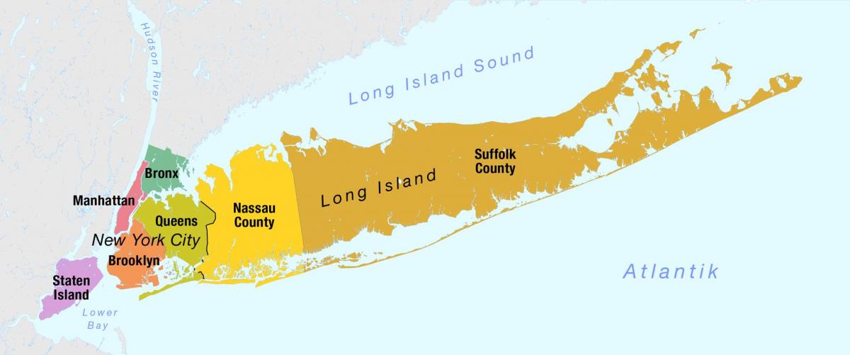 kaart van New York-Manhattan en long island