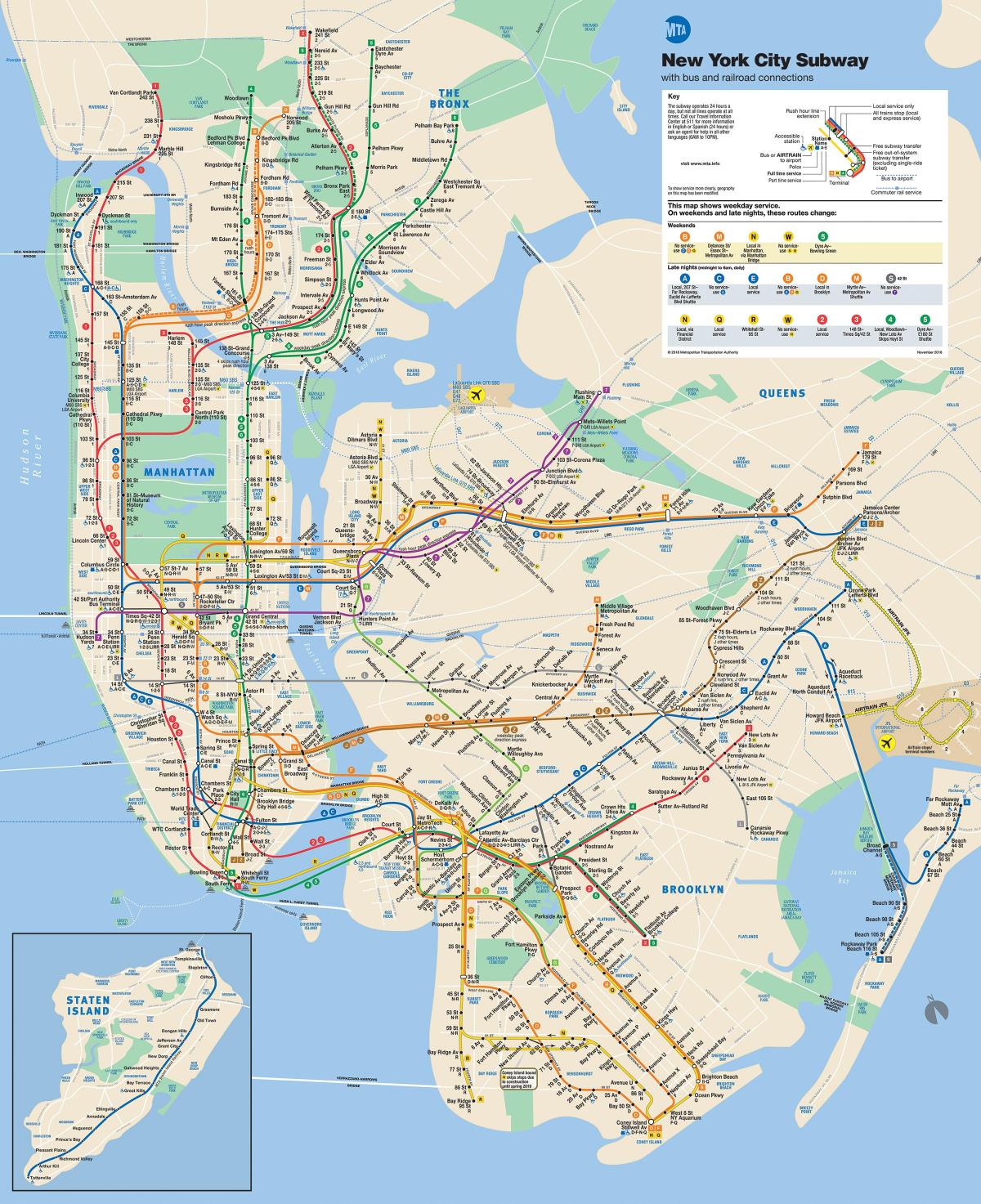 New York Manhattan metro kaart