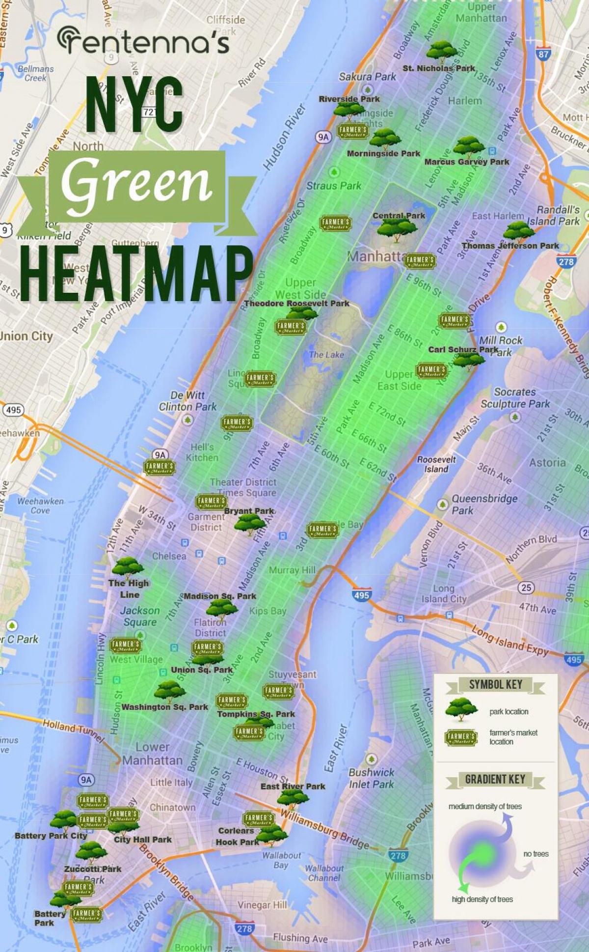 kaart van Manhattan parke