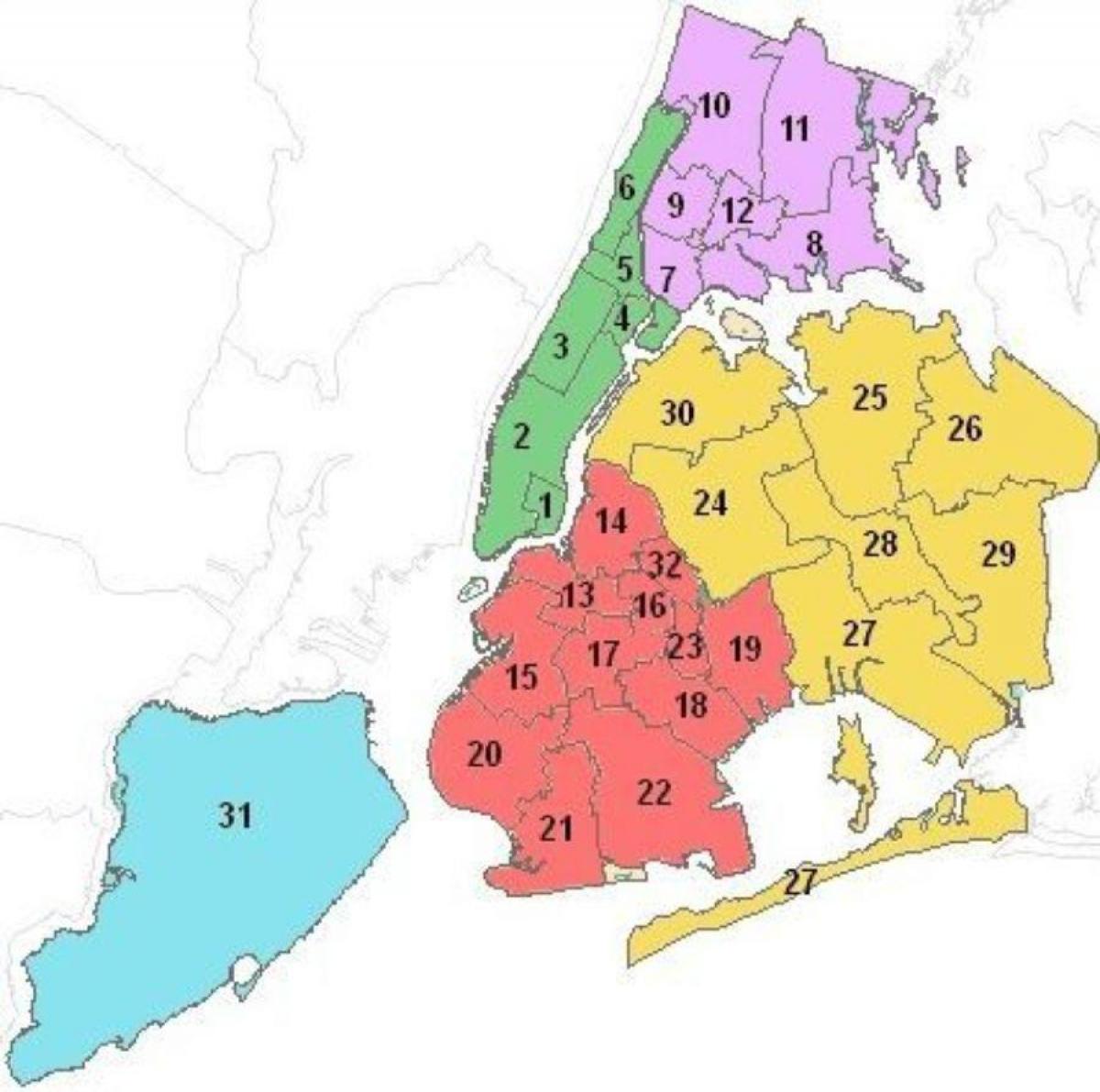 kaart van Manhattan skool distrikte
