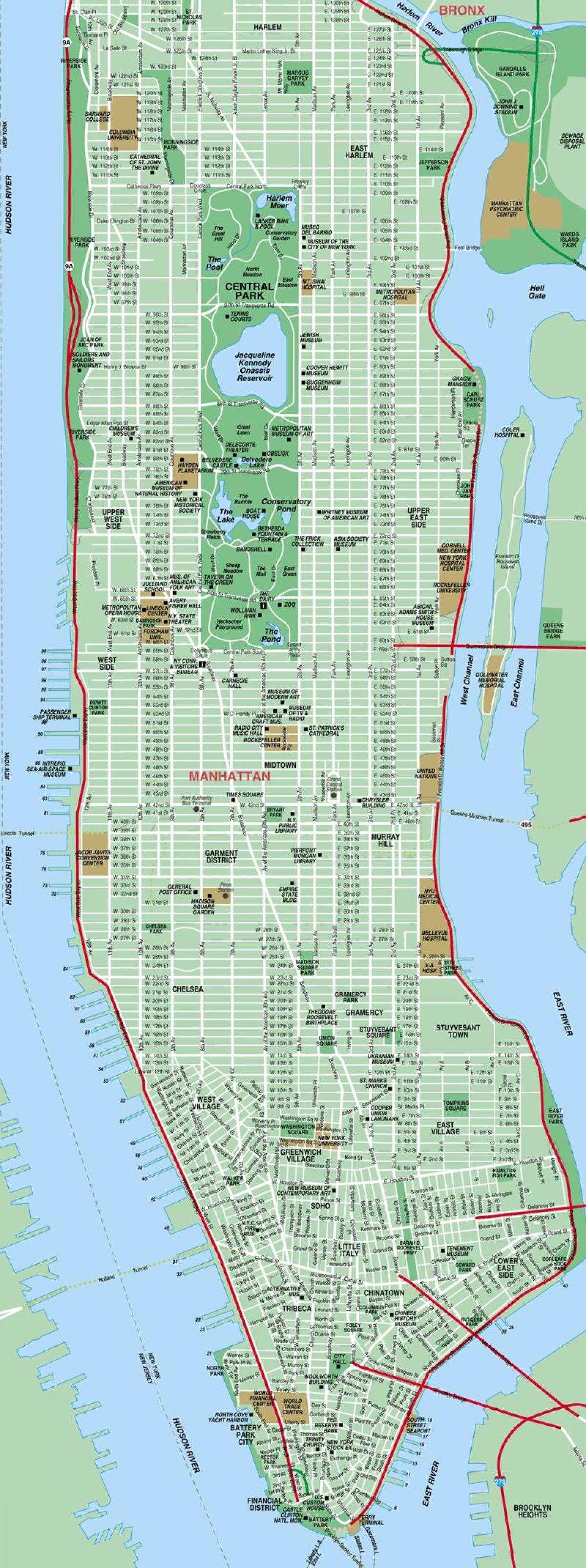 drukbare straat kaart van Manhattan