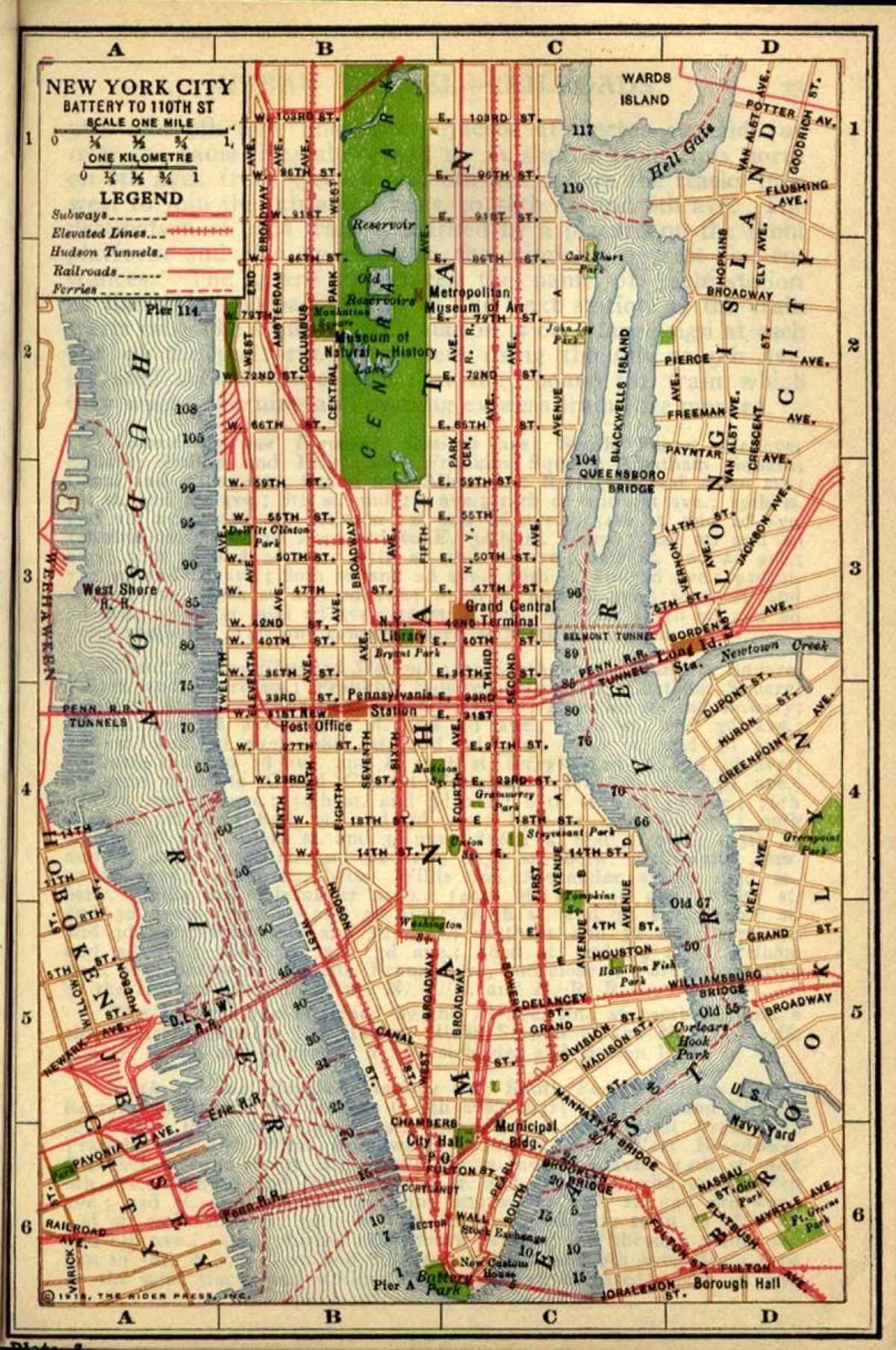 kaart van die ou Manhattan
