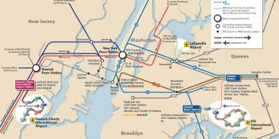 JFK na Manhattan metro kaart