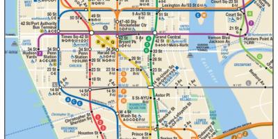 Kaart van laer Manhattan metro