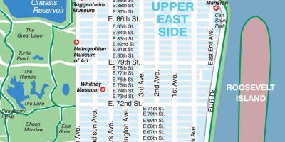 Kaart van upper east side van Manhattan