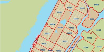 NYC poskode kaart Manhattan