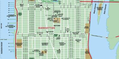 Drukbare straat kaart van Manhattan