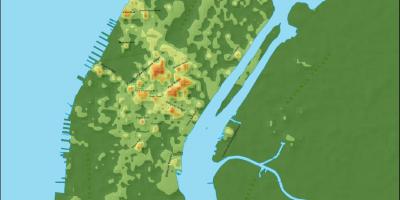 Kaart van Manhattan topografiese