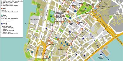 Kaart van laer Manhattan met straat name